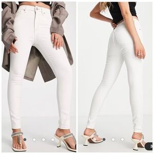 Topshop Jamie High Rise Skinny Ankle Jeans Jegging in Off White US 10